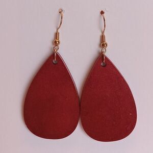 CLEARANCE Wine red teardrop resin earrings